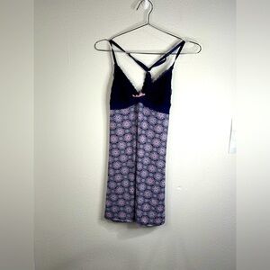 XOXO Lace & Print Slip Dress - Size Small